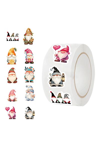 Choice 500pcs All 500pcs Gnome Stickers Roll Stickers Circular Sealing Stickers Decorative Diy Graffiti Lug