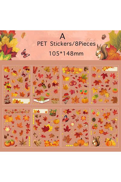 Choice A Journamm 8pcs/pack Plants Flowers Leaf Pet Stickers Decor Scrapbooking Collage Junk Journal Plann.