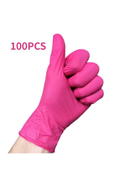 Choice L Pink-100PCS 50/100PCS Disposable Pink Nitrile Gloves for Hairdressing Manicure Washing Cars Waterp