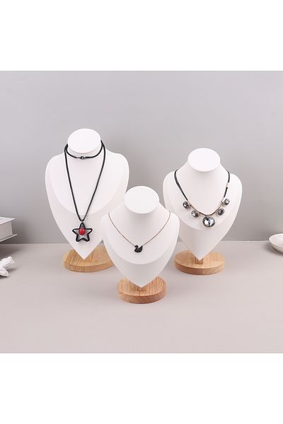 Choice M White Leather Velvet Portrait Necklace Display Pendant Organizer Jewelry Display Stand Jewelry Man