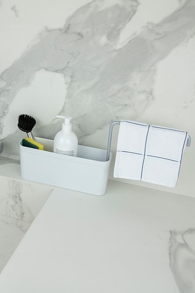 Prima Nova White Kitchen Liquid Detergent and Sponge Holder Box