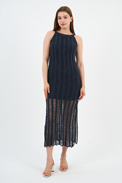 ALEXANDERGARDI Довга трикотажна сукня з розрізом та ажурною обробкою (A24-10180)