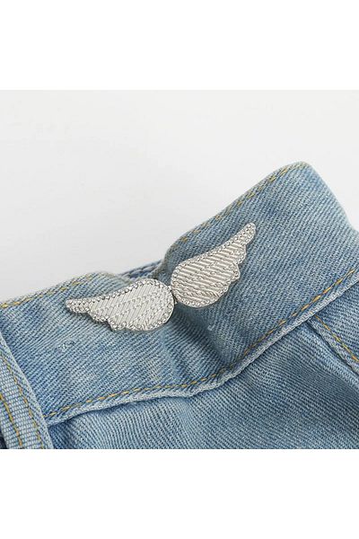 Choice Wings-silver Adjustable Tightener Waist Buckle For Jeans, No Sewing Required Butterfly Button Adjust