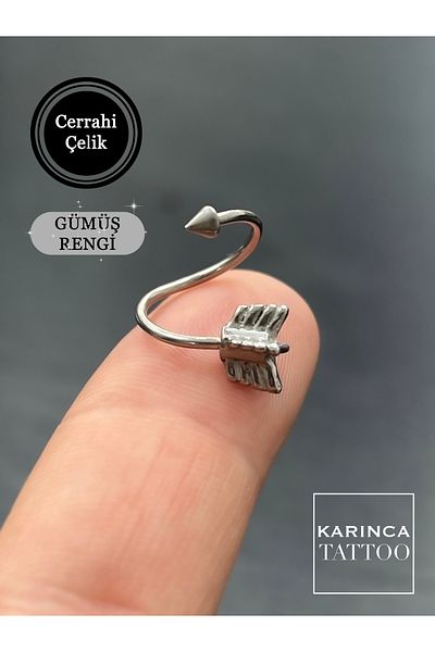 Karınca Piercing Arrow Shaped Silver Color Ring Ear Lip Piercing