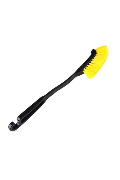 Choice A 1pc Car Wheel Tire Rim Brush Curved Head Flexible Truck Wheel Hub Wash Detail Deep Cleaning Brush.
