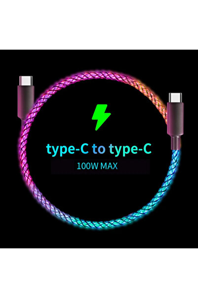 Choice كابل شحن سريع RGB من نوع C إلى C بطول 1 متر، مزود بإضاءة تنفسية بقوة 1...