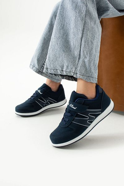 BOUIS Navy Blue White Unisex Sneaker - Flexible, Lightweight, Single Velcro m Series Sports Shoes