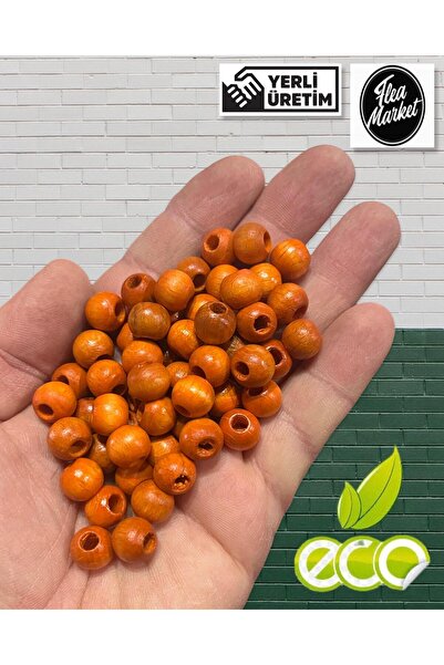 Flea Market Економічний пакет 1 кг 10 мм дерев'яних намистин - ОРАНЖЕВИЙ - (с...
