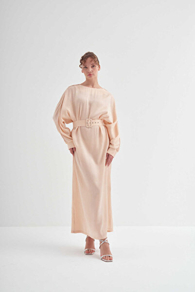 EMNORA Diana Kemerli Elbise Pudra