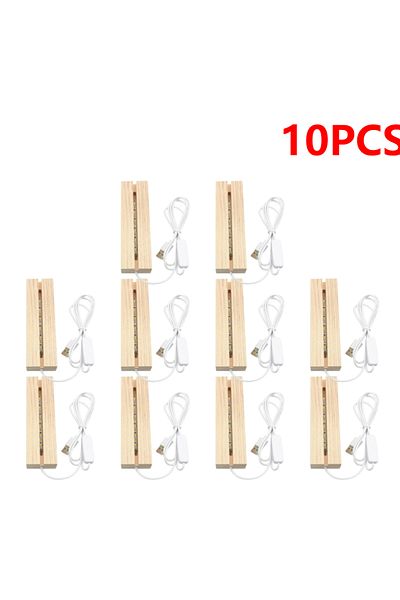 Choice 10cs 10pcs Led Wood Light Display Crystal Wooden Lighted Base Stand Acrylic Light Plate Base Usb Woo