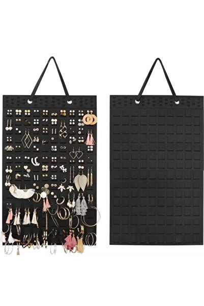 Choice حقيبة مجوهرات جديدة مزدوجة الحائط مقاس 35×57 سم، سوداء اللون، لعرض الم...