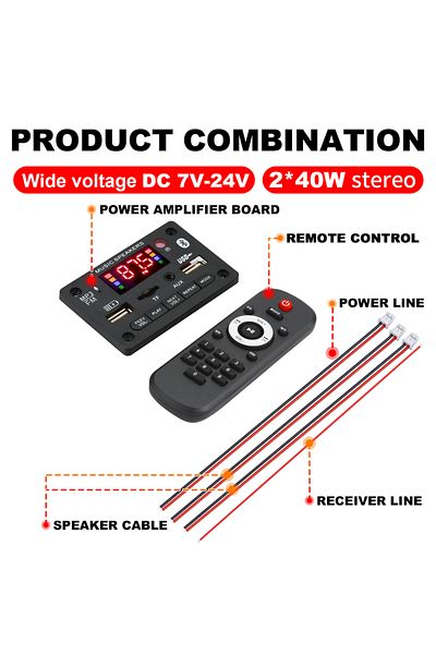 Choice Black Bluetooth 5.0 Mp3 Decoder Board 2*40w 80w Amplifier Audio Player 12v Diy Mp3 Player Car Fm Rad