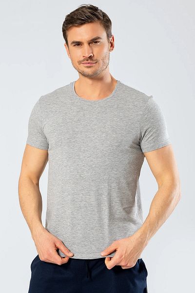 ByDon 5 Pcs Men's Crew Neck Lycra Short Sleeve T-Shirt (Fanila) 92% Cotton, 8% Elastane