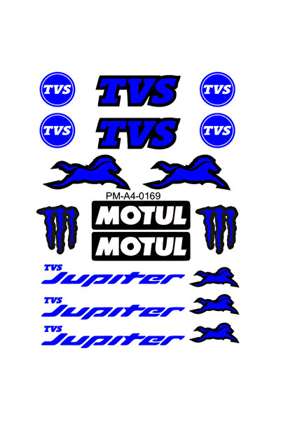 Genel Markalar TVS JÜPİTER TASARIMLI EKİPMAN KASK MOTOSİKLET STİCKER SETİ 02