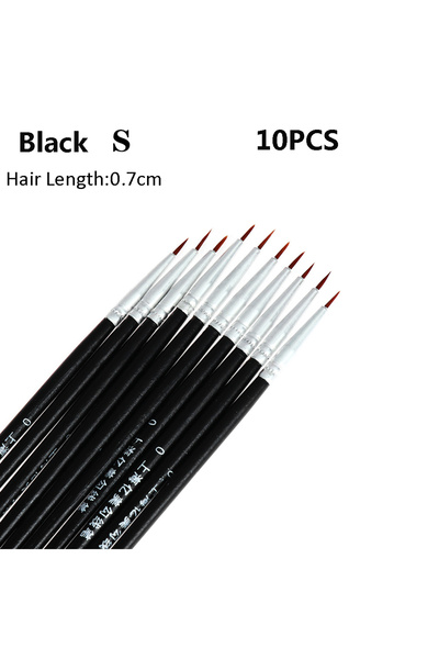 Choice 10 قطع سوداء S 10 قطع 0.7/1.1/1.5 سم قلم خط رفيع مرسوم يدويًا أدوات فنية قلم رسم فني