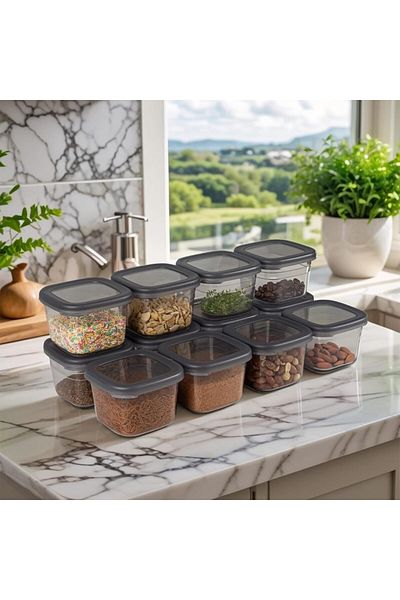 STOREMAX Jvnnastore Quantity 24 Pieces 550 Ml. Square Food Pulses Storage Container with Etiket Hedeli Leakproof Lid