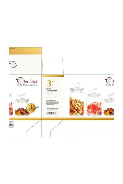 Bien Servi 3-Piece High-Quality and Durable Glass Canister Set with Lid