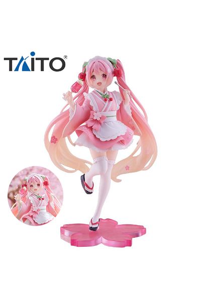 Choice 18cm With Box 18cm Taito Original Hatsune Miku Coreful Sakura Wafuu Kissa Ver. Maid Figure Anime Fig