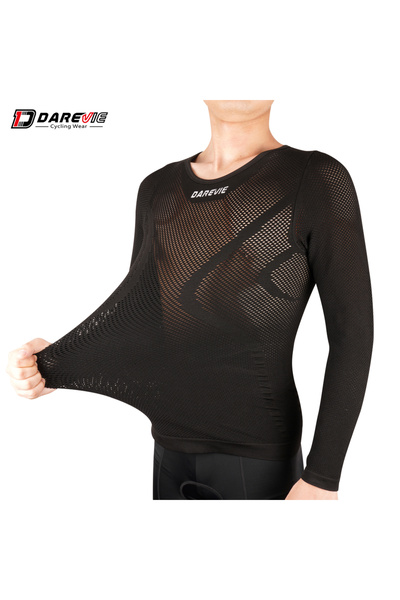 DAREVIE XXL-3XL أسود بأكمام طويلة لركوب الدراجات من الطبقة الأولى مقاس صغير للرجال مضغوط بدون درزات دراجة GY