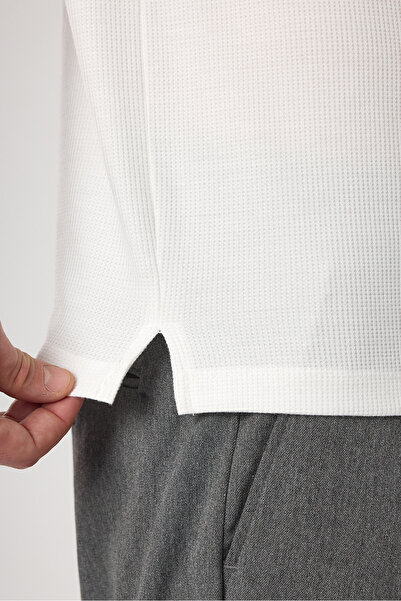 Frappoli Lewin Ανδρικό εκρού 100% βαμβακερό μπλουζάκι πόλο με μακρύ μανίκι