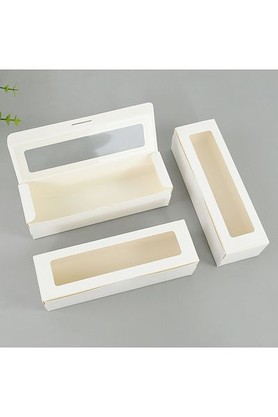 Choice 5/10pcs Rectangle Window Box White Kraft Candy Biscuit Gift Packaging Paper Box for Wedding Birth...