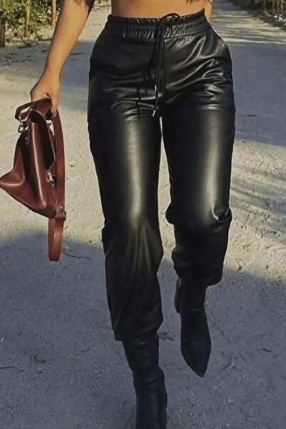 Swana Kožené kalhoty s elastickými nohavicemi