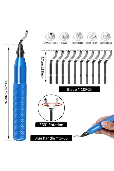 Choice Blue 11pcs Deburring Tool Kit With 40 Extra Hss Blade Sharp Burr Removal Tool Metal Edge Deburring H
