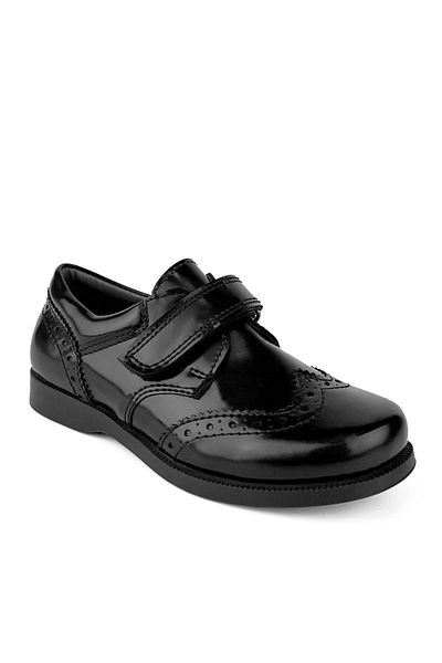 Cici Bebe Ayakkabı Patent Leather Boys' School Shoes - Velcro and Black