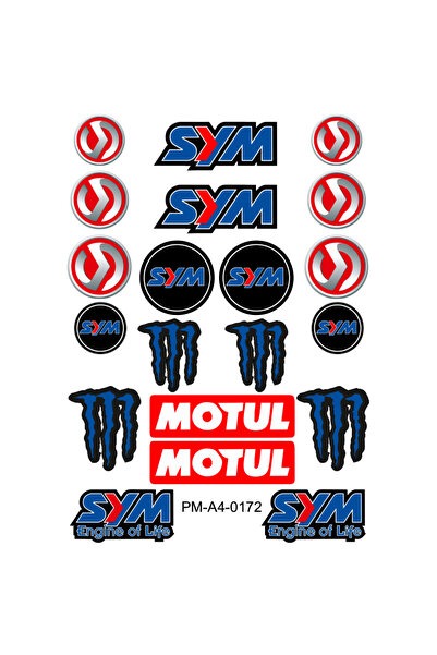 MOTOSEPETİM SYM MOTUL TASARIMLI EKİPMAN KASK MOTOSİKLET STİCKER SETİ 01