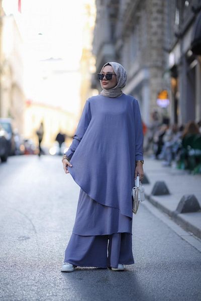 NS Moda طقم حجاب لينا رمادي موديل-511