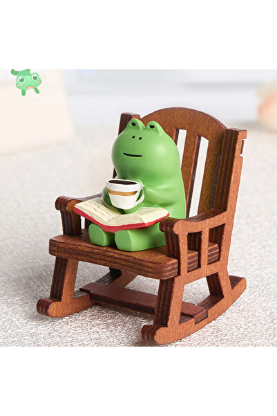 Choice كرسي هزاز على شكل ضفدع أخضر فاتح مكون من قطعتين، ديكور صغير على شكل شفاء ياباني لطيف، ديكور سطح مكتب C