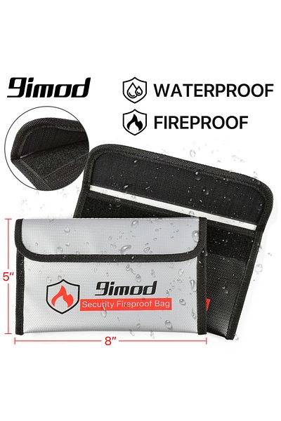 Choice 2pcs black 9imod 5x8 inch Portable Fireproof Bag Explosion-Proof Waterproof Lipo Battery Safety Bag