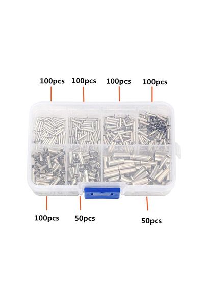 AOKIN 600pcs 600pcs 0.5-6.0mm2 Uninsulated Copper Terminal Bootlace Ferrules Cord End Electrical Cable Cri