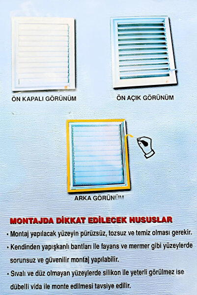 NUBLADO Havalandırma Menfezi Banyo Wc Tuvalet Menfez Plastik Panjur Beyaz 45x65 cm.