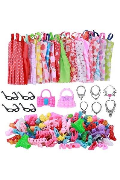 Choice 32 قطعة 32 قطعة ملابس وإكسسوارات دمى عشوائية، 10 قطع فساتين عصرية 22 ق...