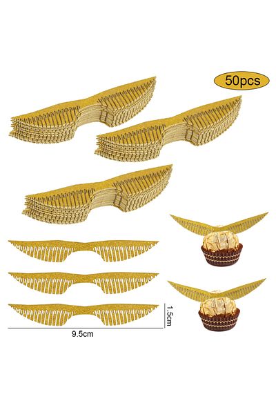 Choice A02 50pcs Wings Chocolate Cake Party Cake Decoration Wizard Topper Gold Wing Cupcake Toppers Snitch