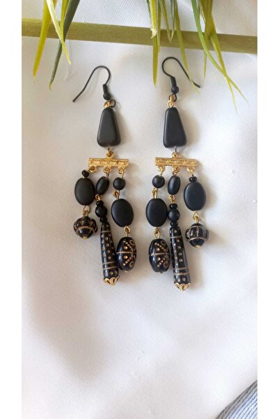 ZeynDesign Oniks Doğaltaş Küpe