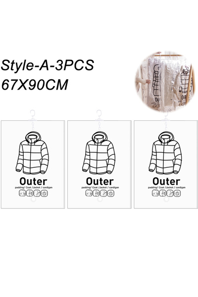 Choice Style-A-3PCS SoftAura Hanging Vacuum Storage Bag Transparent Clothes C...