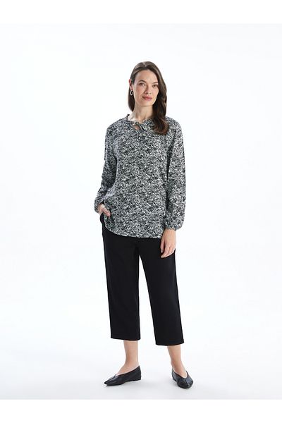 LC Waikiki Tie Collar Patterned Women's Blouse