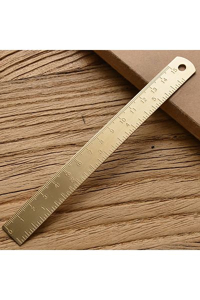 Choice 15cm Ruler Retro Brass Straight Rulers Centimeter Inches Metal Triangle Ruler Protractor Stationery