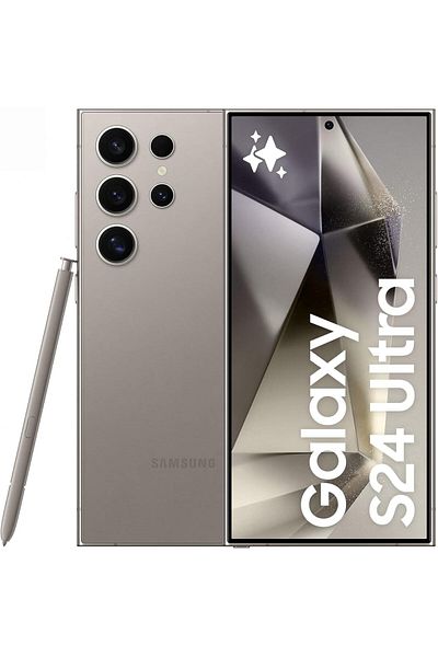 Samsung جالكسي إس ٢٤ ألترا، هاتف ذكي بتقنية الذكاء الاصطناعي، سعة تخزين ٢٥٦ جيجابايت، رمادي تيتانيوم، ذاكرة وصول عشوائي (RAM) ١٢ جيجابايت، هاتف ذكي يعمل بنظام أندرويد، ٢٠٠ مليون