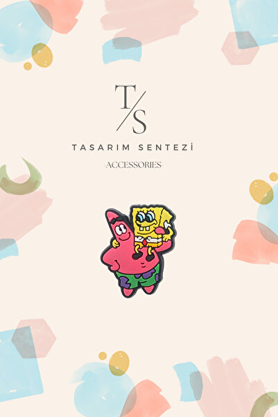 Tasarım Sentezi Rozet Silikon Broş Sünger Bob Patrick Yıldız Çizgi Film Figür...