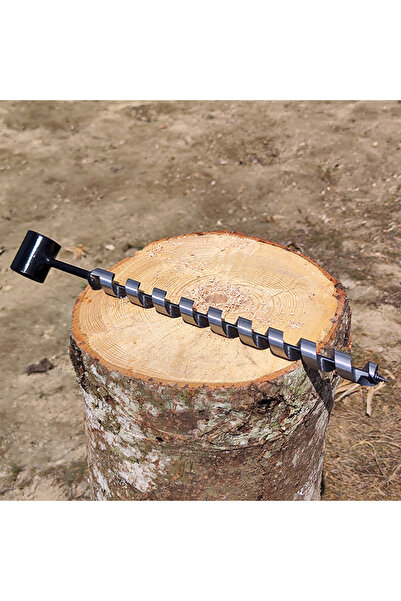 EL YAPIMI Bushcraft 50 Cm Extra Uzun Kamp El Matkabı Ahşap El Burgusu 24 Mm Delme Çapı Isveç Ocağı Yapım Aleti