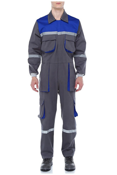 AĞCA İŞ ELBİSELERİ 16/12 GABARDİN GRİ-MAVİ TULUM