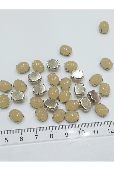 CRYSTALSHOP Bež matirani kamen - ovalna kutija 10*8 mm (50 komada)