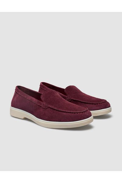 Cabani 100% Genuine Leather Burgundy Suede Women's Loafer