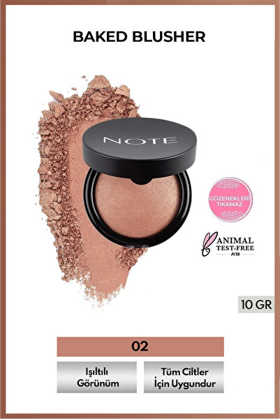 NOTE Baked Blusher Işıltılı Fırınlanmış Toz Allık - 02 Vintage Pink