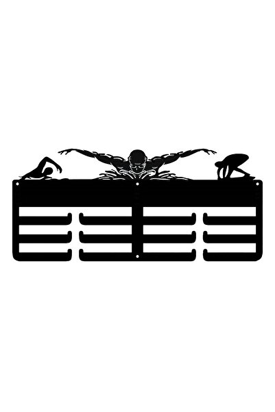 Goplast Premium Siyah Yüzme Madalya Askılığı, Yüzücü Madalya Askısı, Duvara M...