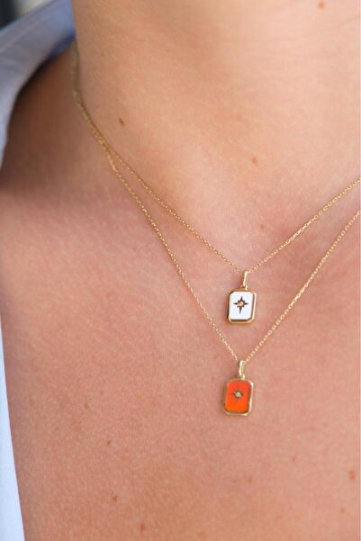 Tufanlar Kuyumculuk Altın Kuzey Yıldızı Beyaz Mineli Kolye