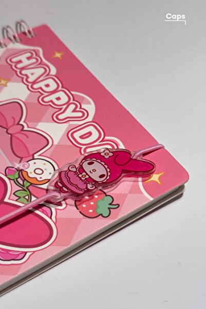 caps دفتر ملاحظات مخطط من Kuromi & My Melody - تصميمات سانريو Happy Day - 140 صفحة